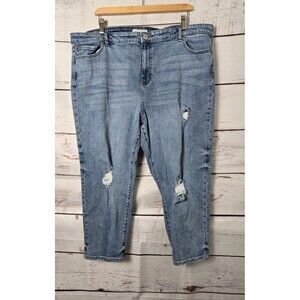 ELOQUII Womens Jeans Size 18 Blue Light Wash Distressed Skinny Ankle Plus